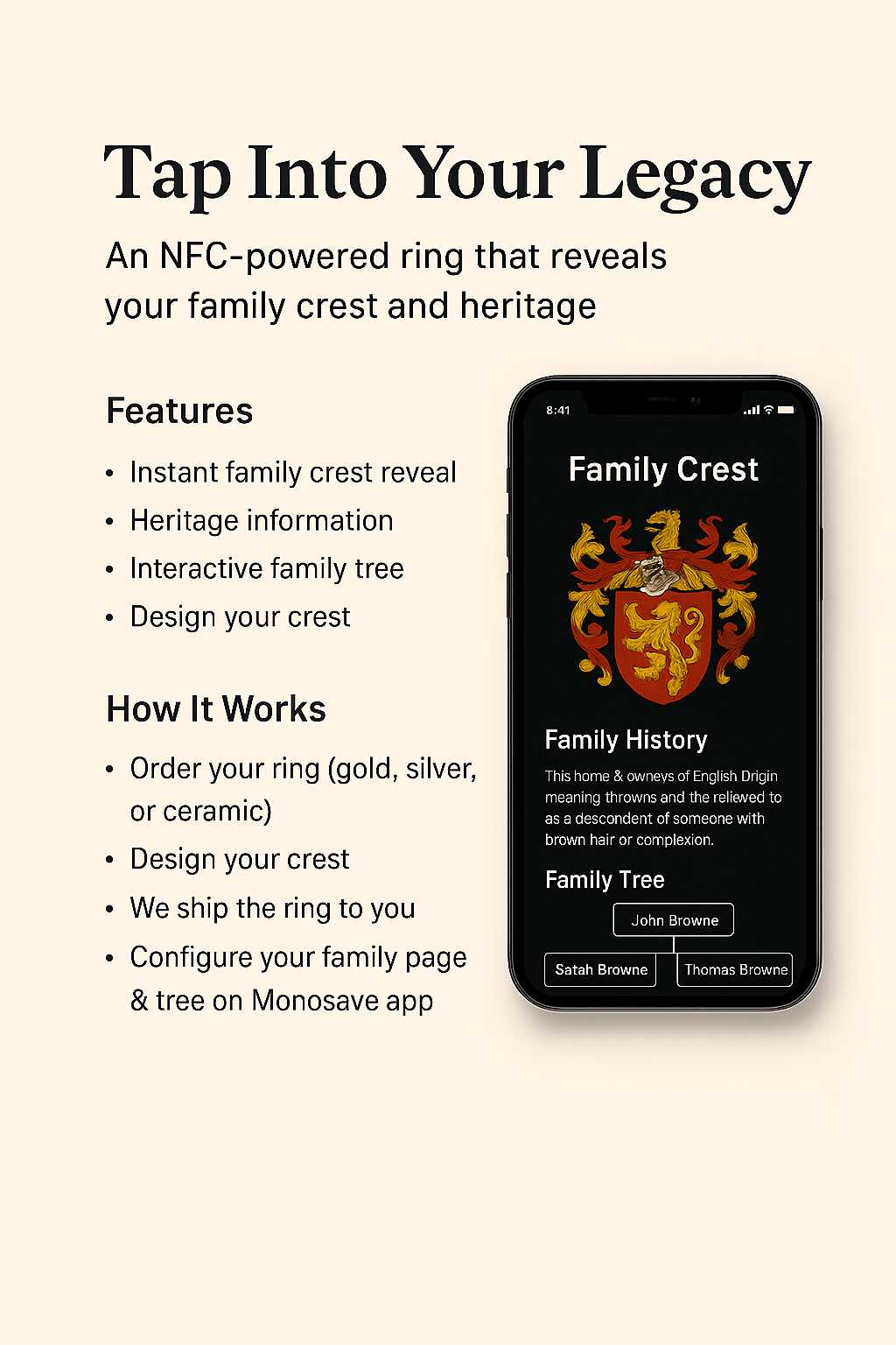 Signet Rings | Smart Ring for Family Crest | Ceramic Black Ring